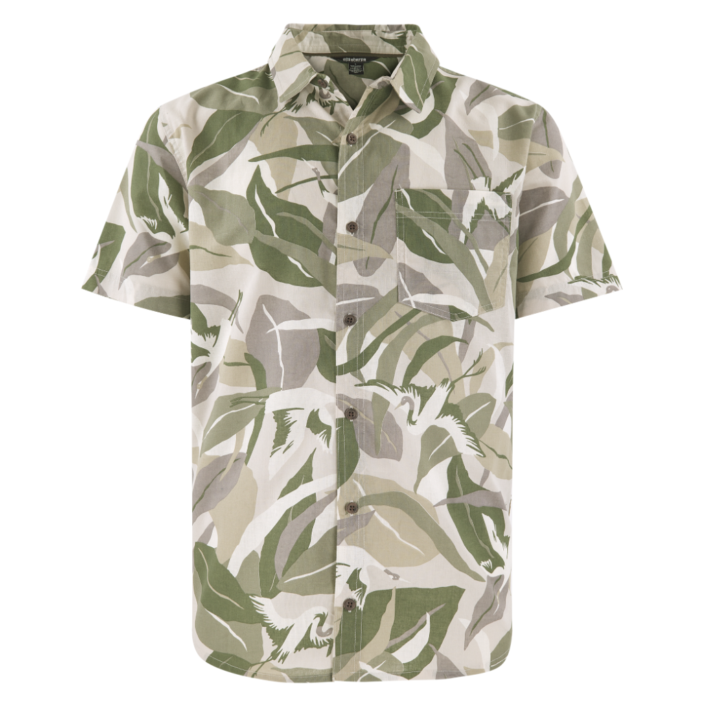 Sherpa Adventure Gear Men&#39;s Jangbu Short Sleeve Shirt Sage Sarus Crane - Booley Galway