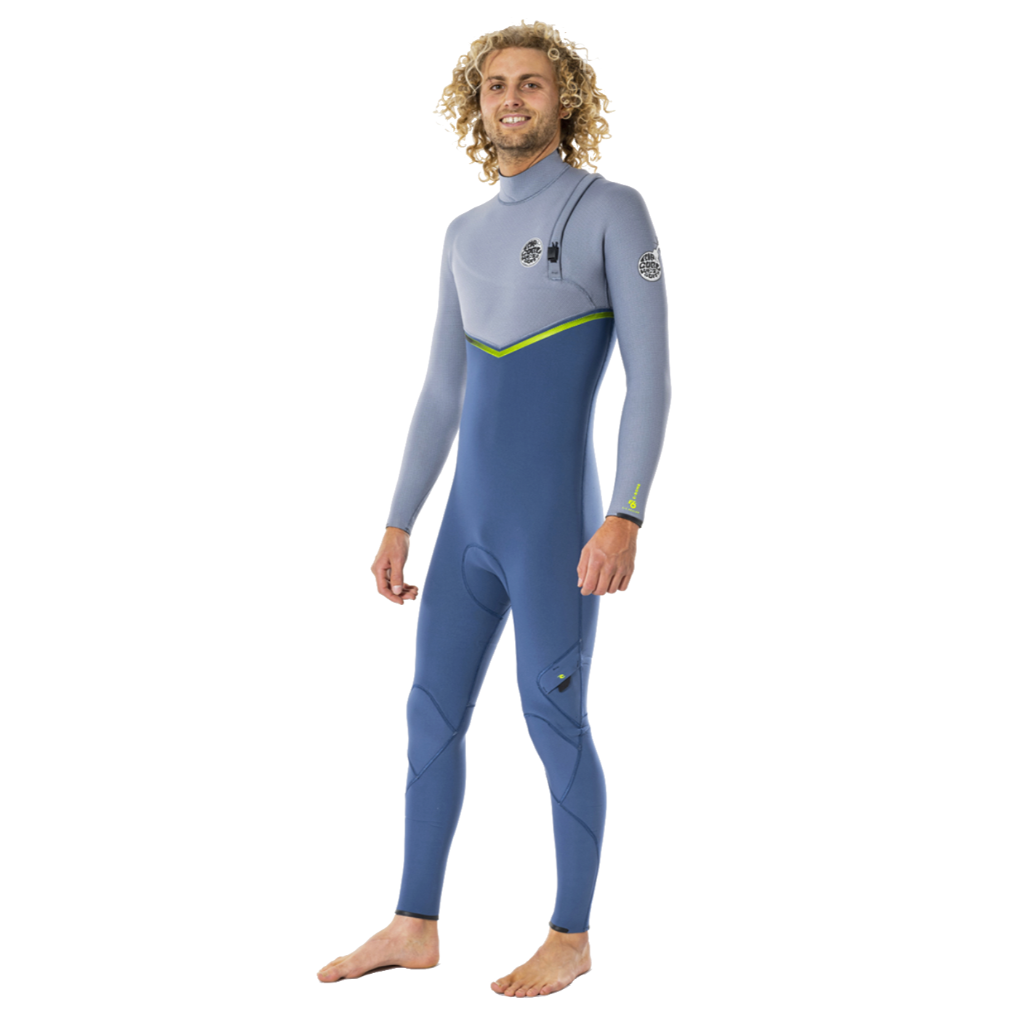 Rip Curl Men&#39;s E Bomb 3/2 Zip Free Steamer Blue / Grey - Booley Galway