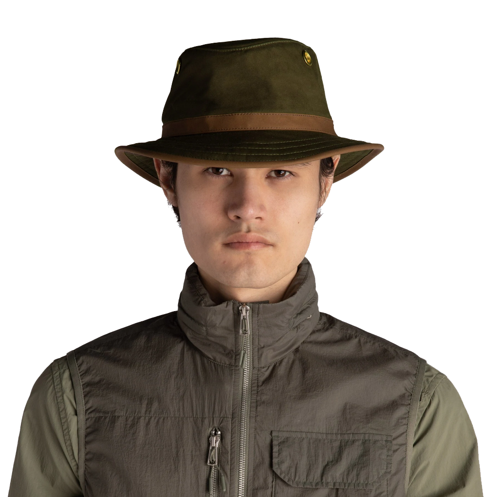 TWC7 Outback Waxed Cotton Hat Green / British Tan - Booley Galway