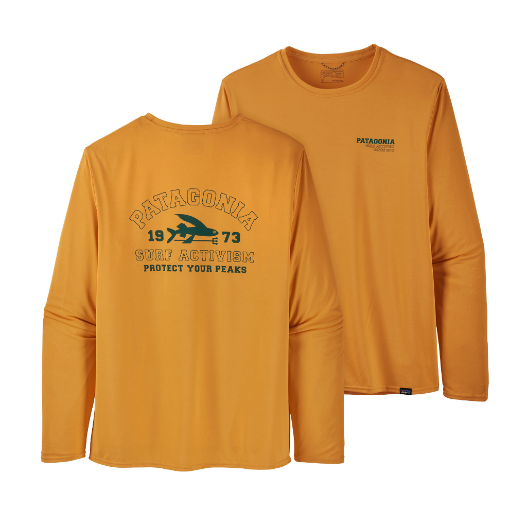 Patagonia Me&#39;s Cap Cool Daily Graphic L/S Shirt Saffron X-Dye - Booley Galway
