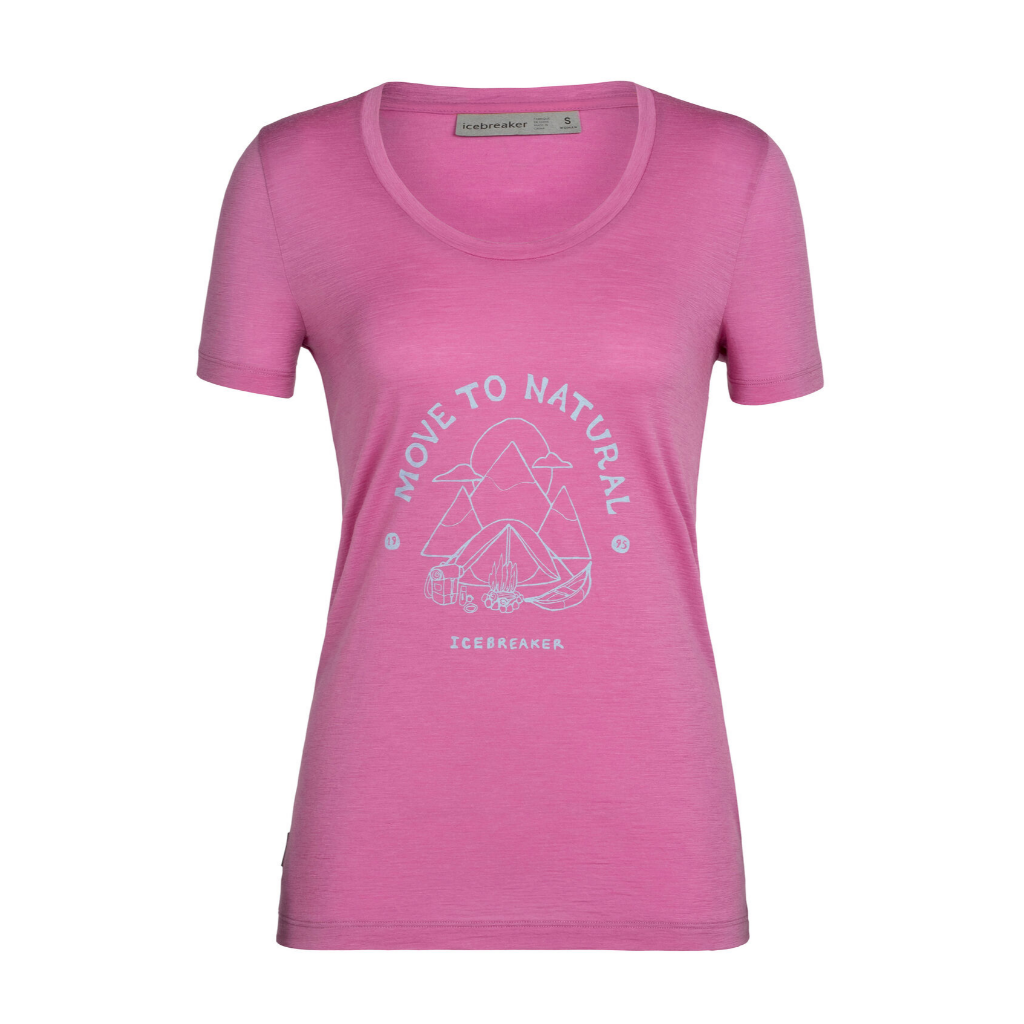 Icebreaker Women&#39;s Merino Tech Lite II S/S Scoop T-Shirt Canopy Camper Cosmic - Booley Galway