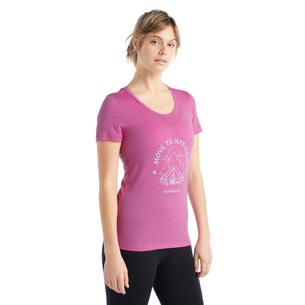 Icebreaker Women&#39;s Merino Tech Lite II S/S Scoop T-Shirt Canopy Camper Cosmic - Booley Galway