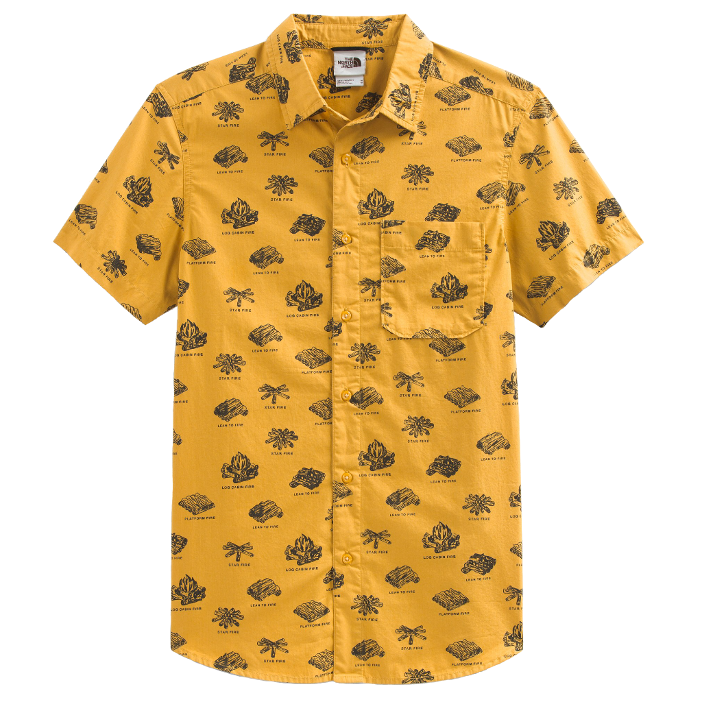 The North Face Men&#39;s Baytrail Pattern S/S Shirt Arrowwood Yellow Campfire Print - Booley Galway