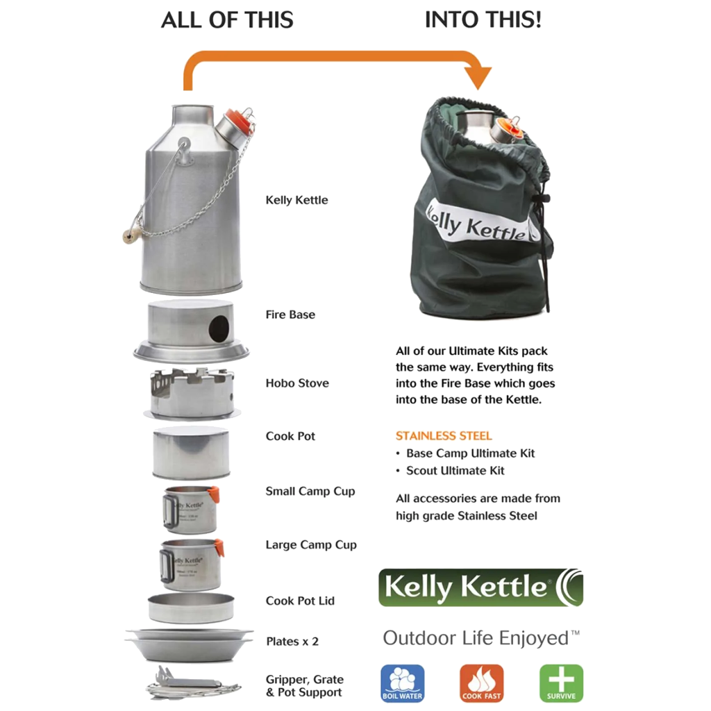 Kelly Kettle Ultimate Scout Kit Stainless Steel - Booley Galway